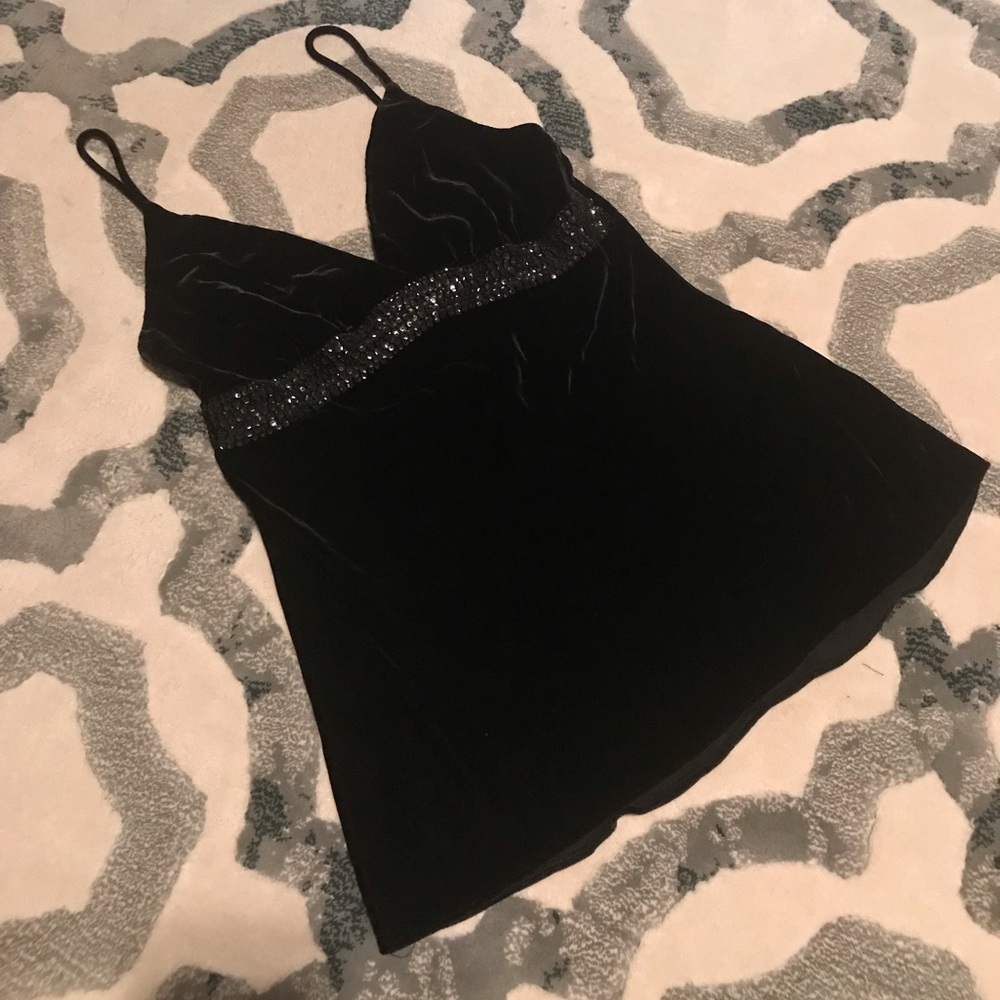 Express Black Velvet Dressy Top with Sequin Band